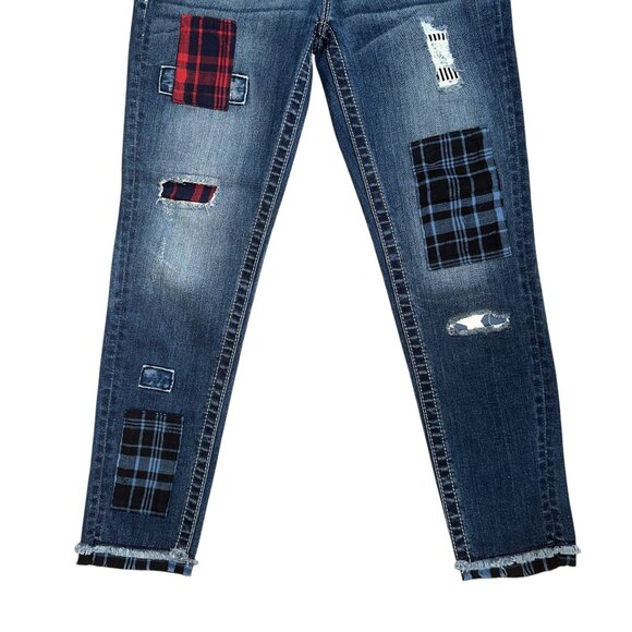 Miss Me MS5151AK348 Ankle Skinny Womens Jeans 26 26 Patches Patched Distressed - Picture 3 of 7